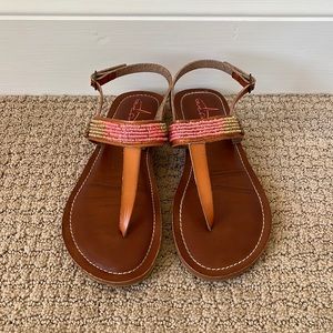 Blue Fin Beaded Brown Sandals